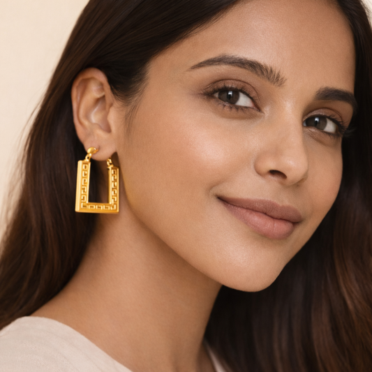 18K Gold Plated Square Hoop Anti Tarnish Earring