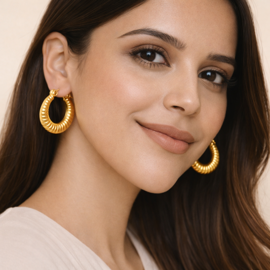 18K Gold Plated Roslia Hoop Anti Tarnish Earring