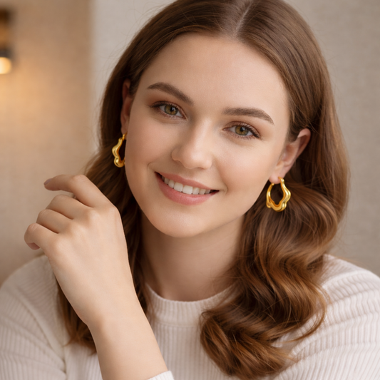 18k Gold Plated Tarnish Korean Anti Tarnish Hoop Earring