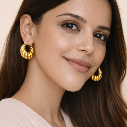 18K Gold Plated Anti Tarnish Golden Hoop Anti Tarnish Earring