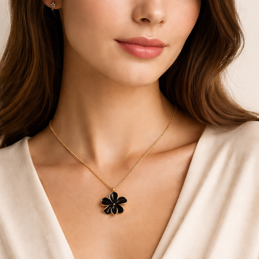 18k Gold Plated Ebon Petals Necklace