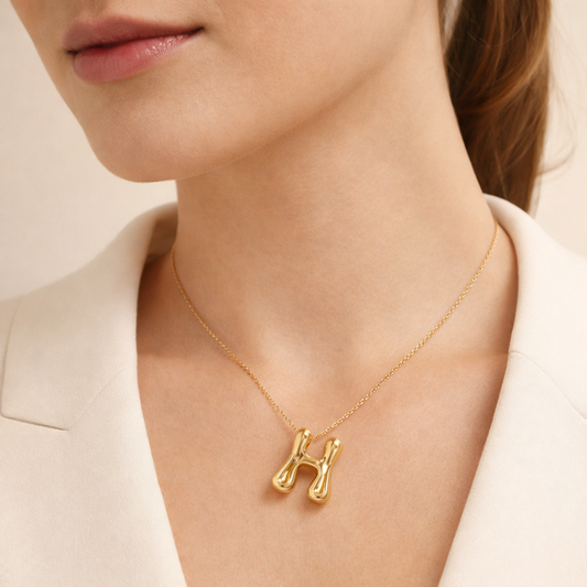 18k Gold Plated letter H gold pendant necklace