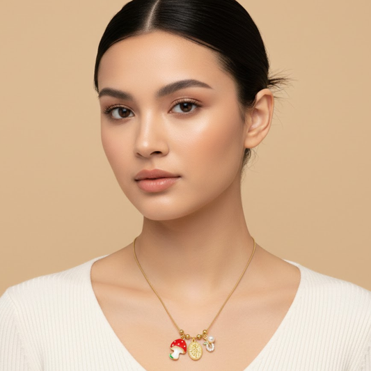 Mushroom Magic Trio Anti-Tarnish Necklace