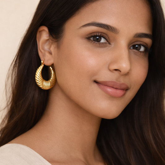 18K Gold Plated Date Hoops Anti Tarnish Earring