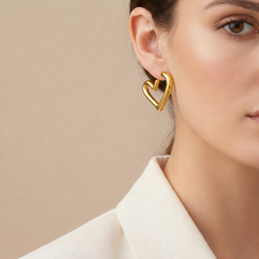 18K Gold Plated Heart Hoop Anti Tarnish Earring