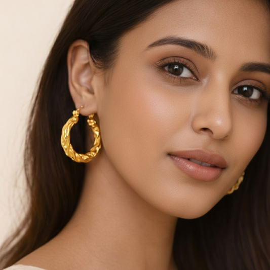 18k Gold Plated Creole Hoop Earrings