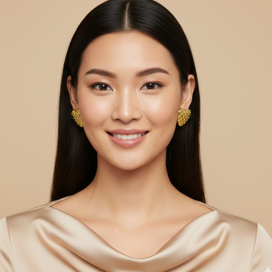 18k gold plated Regal Heart Stud earrings