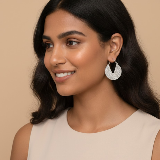 Anti-Tarnish Rustic Finish Circle Earrings