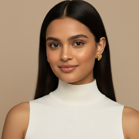 18k Gold Plated Lustrous Heart Drops Earrings