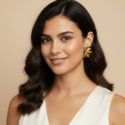 18k Gold Plated Abstract Luxe Petal Earrings
