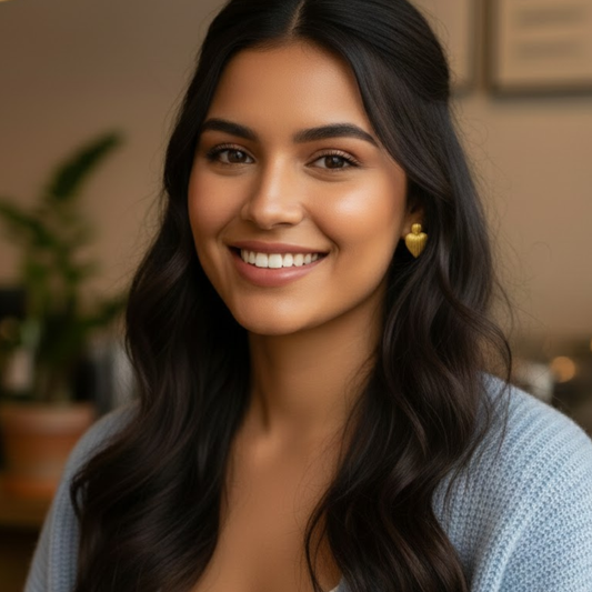 18k Gold plated Golden Ripple Hearts earrring