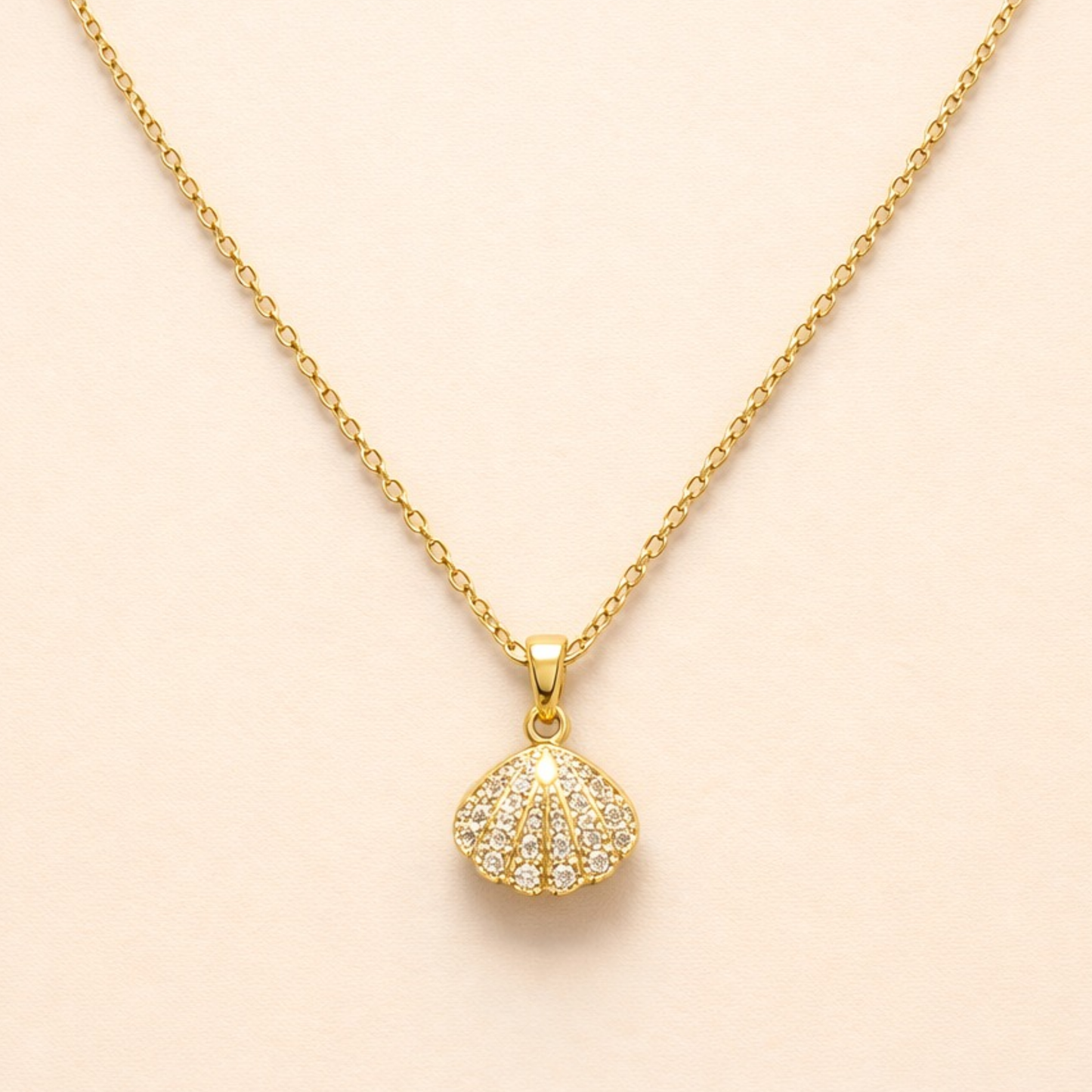 18K Gold Plated Golden Seashell Spark Necklace