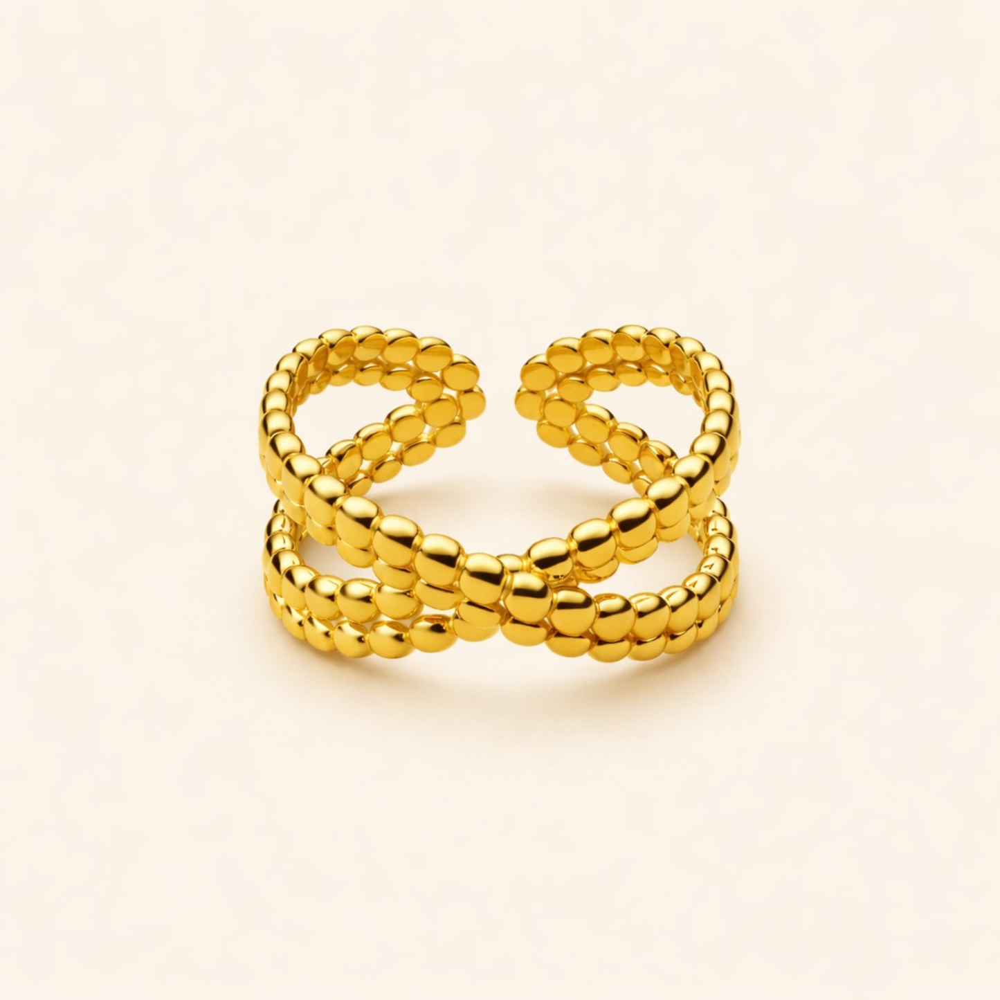 18k Gold Plated Golden Pebble Luxe Ring