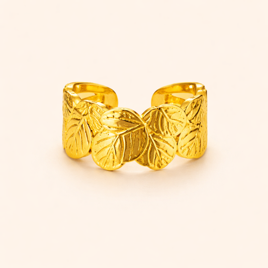 18k Gold Plated Golden Leaf Luxe Ring