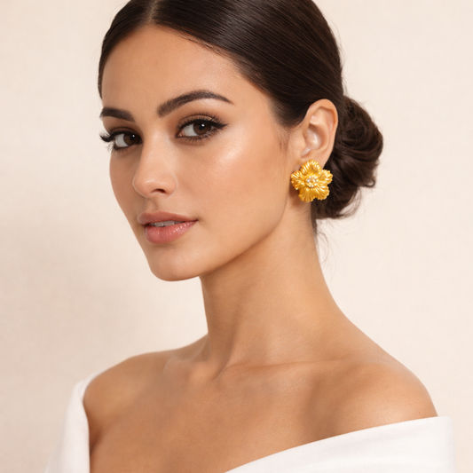 18k Gold Plated Bloom Flower Earrings