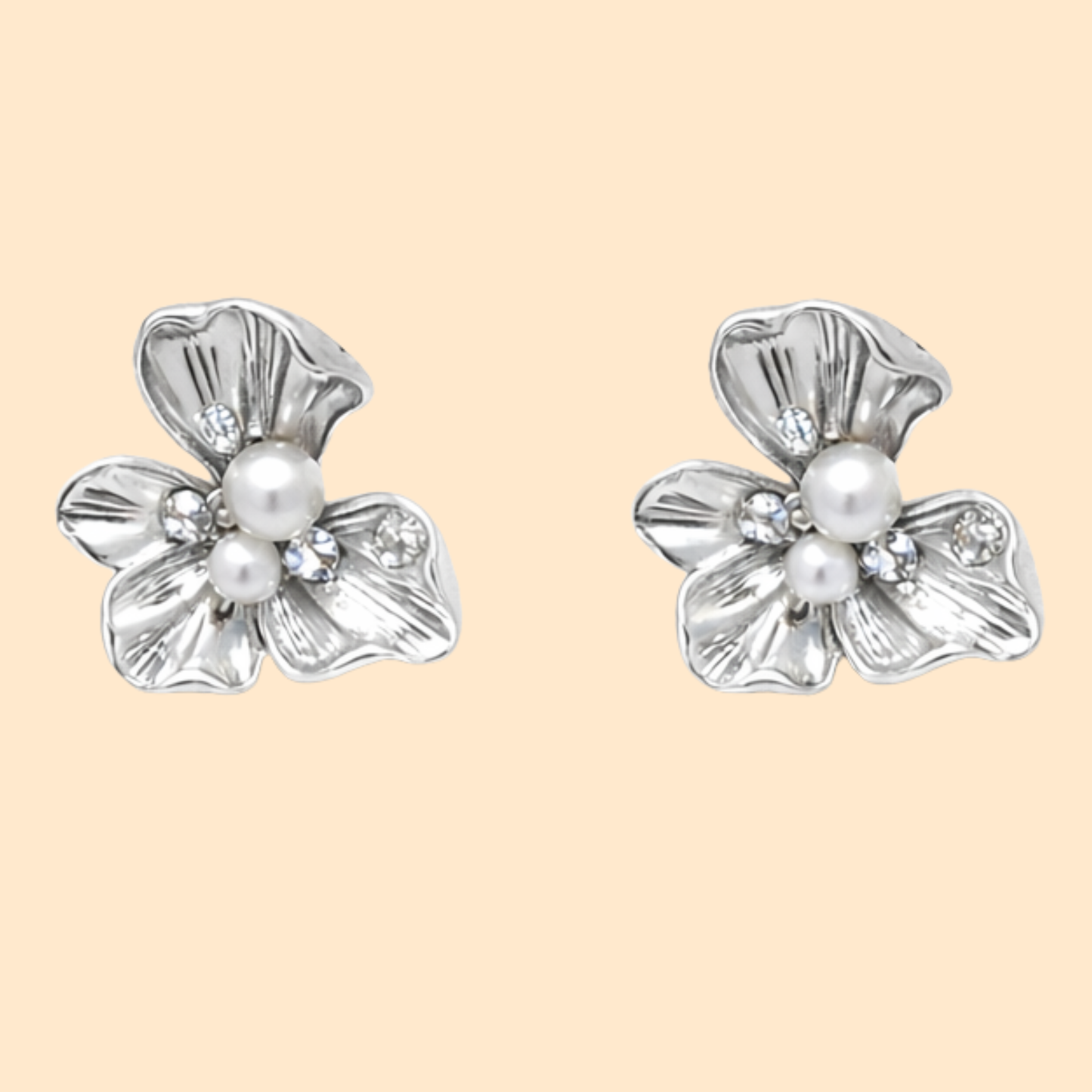 Silver Blossom Pearl Earrings