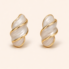 Pearl Wave Hoop Earrings