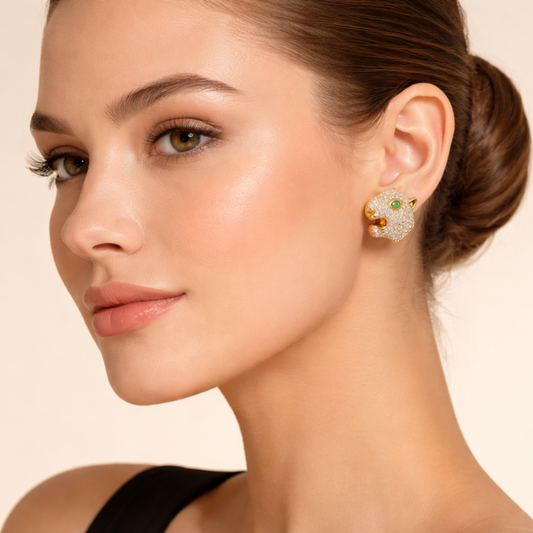 Majestic Panther Heads Earring