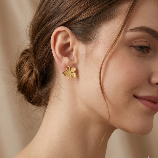 Lucky Heart Clover Studs
