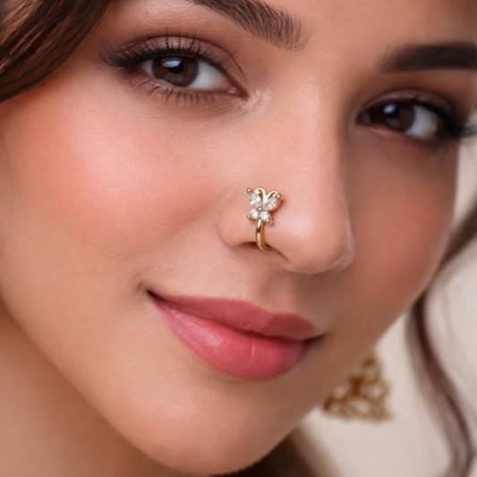 Crystal Butterfly Charm Nose Pin