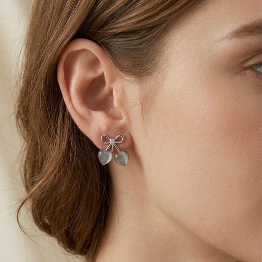 Grey Stud Bow Earring