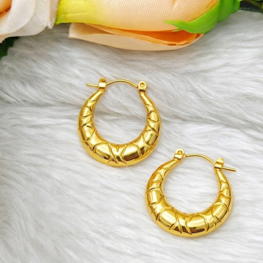 18K Gold Plated Suncrest Textured Hoops Earring