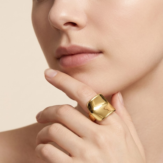 18K Gold Plated Aurora Square Luxe Ring
