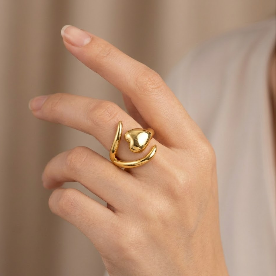18k Gold Plated Snaky Heart Ring