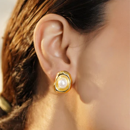 Golden Halo Pearl Earrings