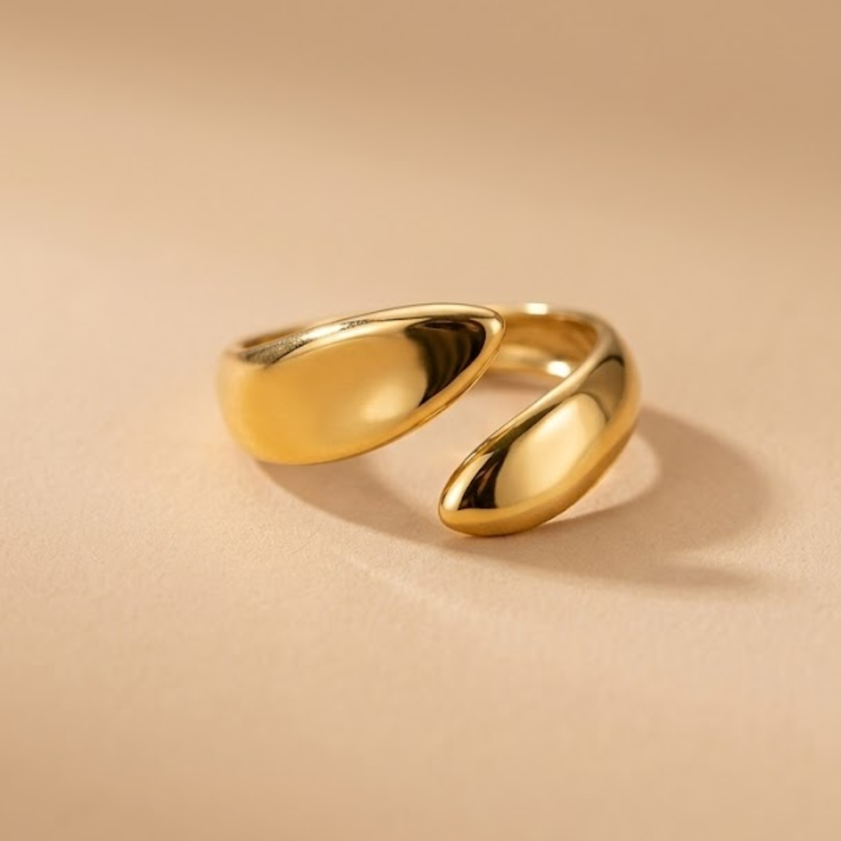 18K Gold Plated Golden Flow Adjustable Ring