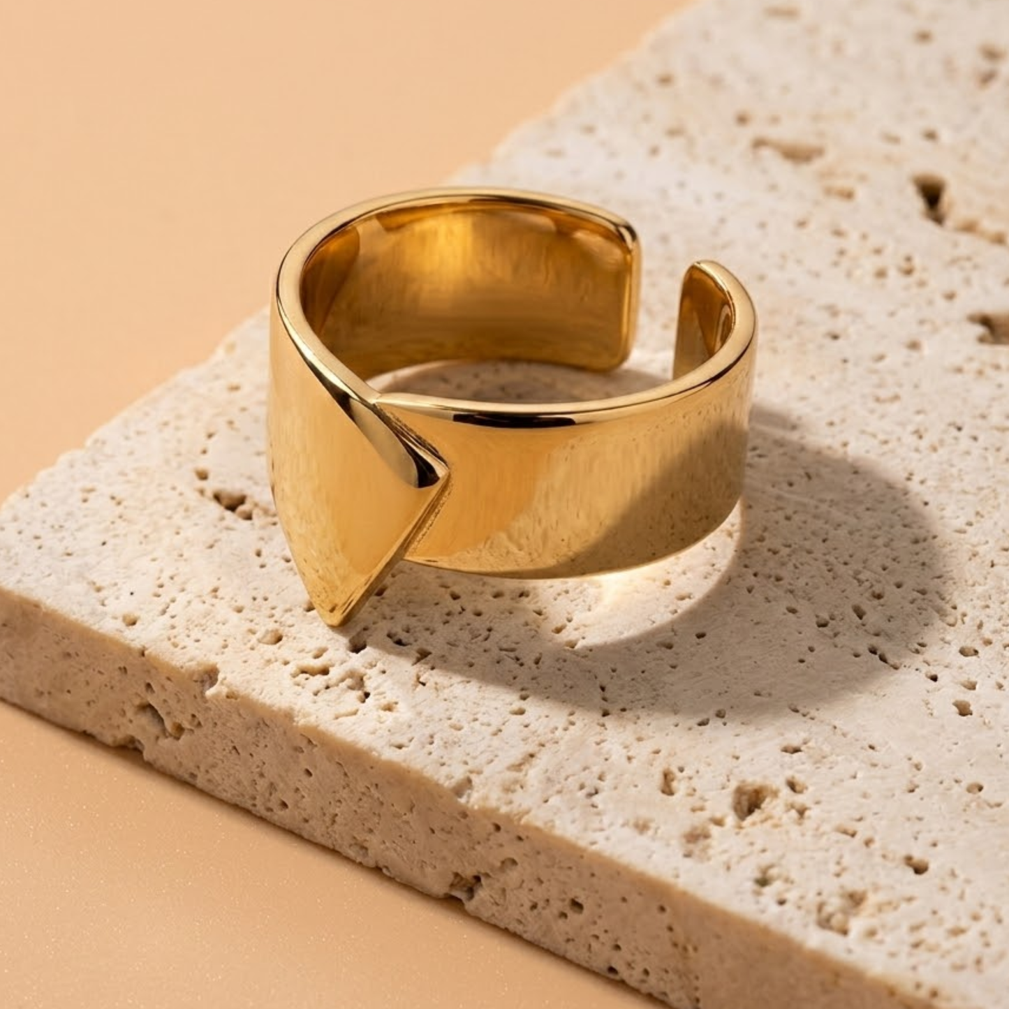 18K Gold Plated Sculpted Edge Wrap Ring
