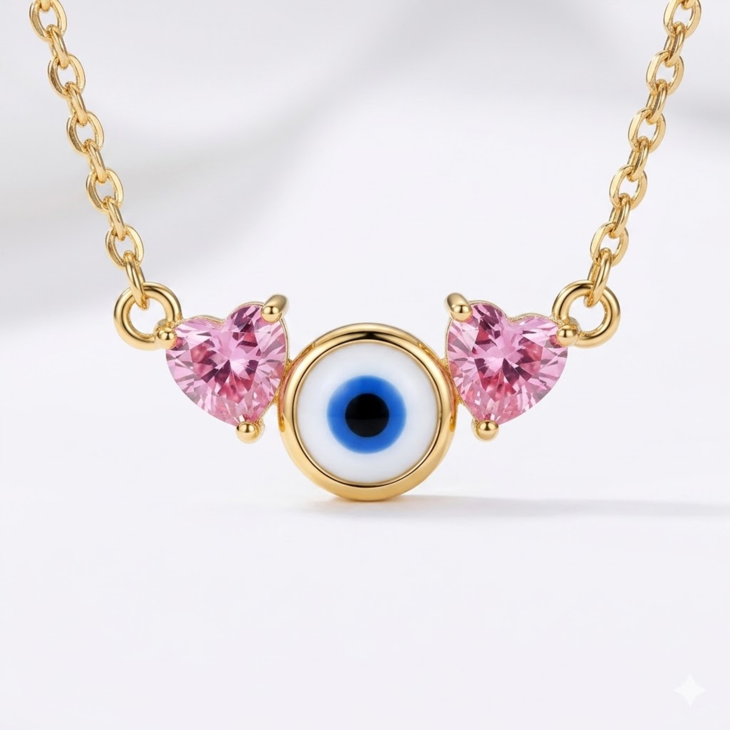 Blush Heart Evil Eye Necklace