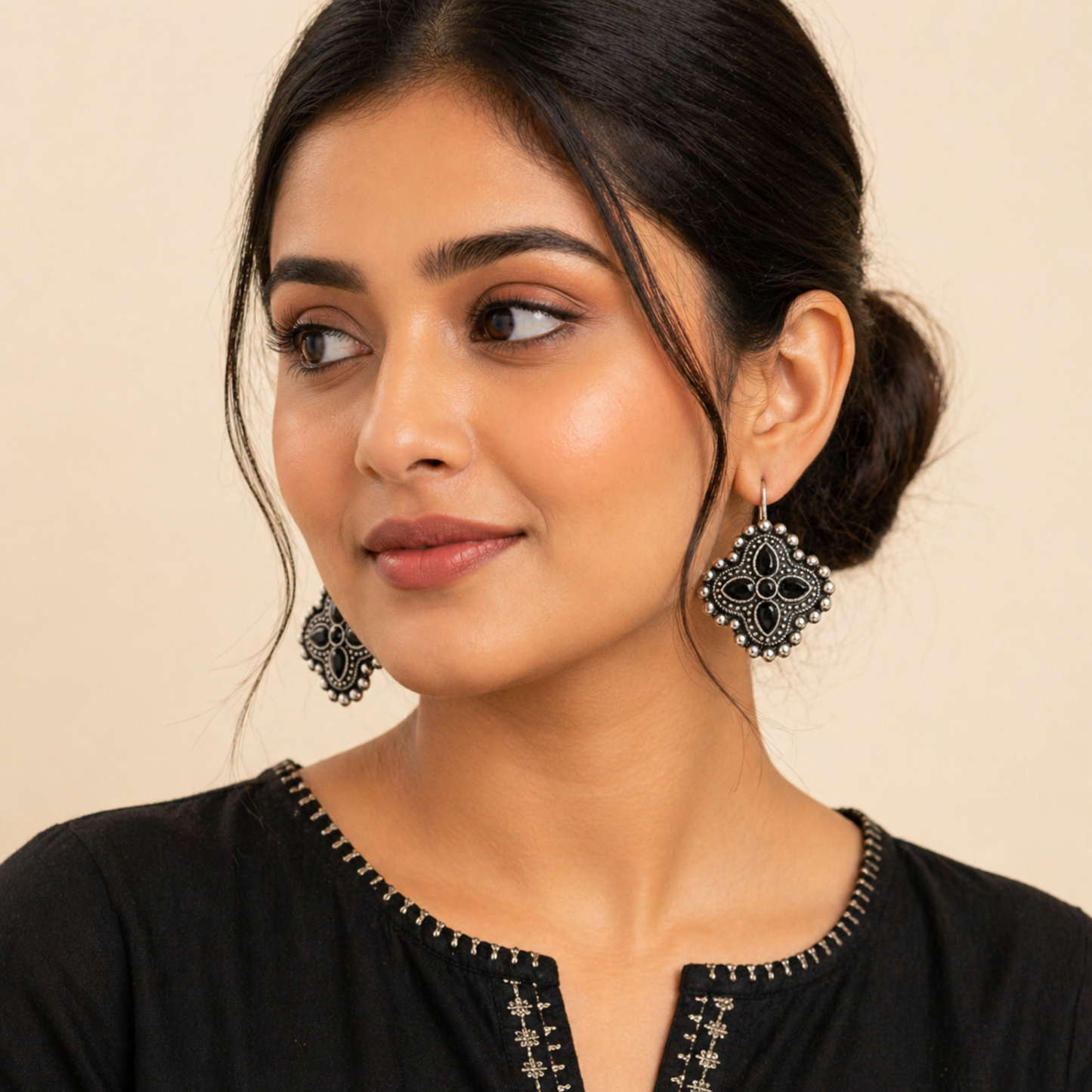 Midnight Maharani Oxidised Earrings