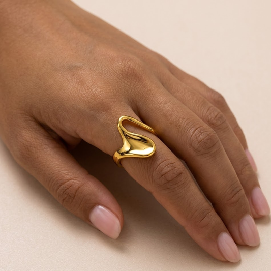 Modern Sculpted Wave Gold Ring