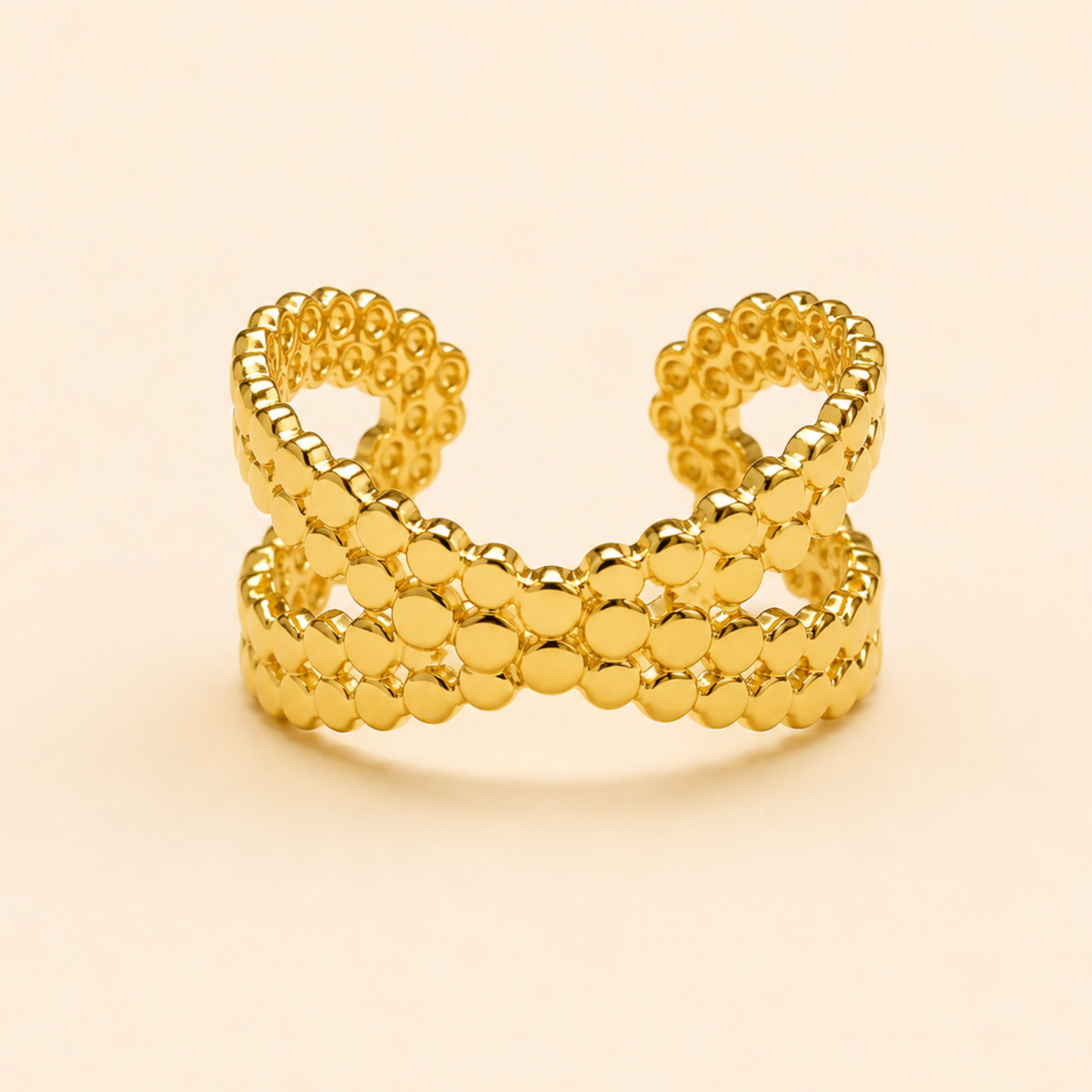 18K Gold Plated Royal Pebble Statement Ring