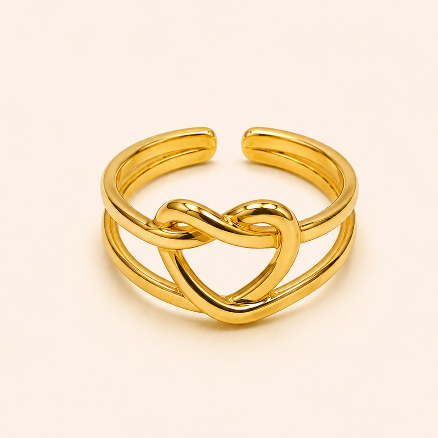18K Gold Plated Heart Loop Gold Ring