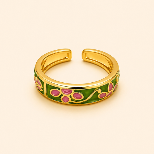 18K Gold Plated Minimal Flower Aura Ring