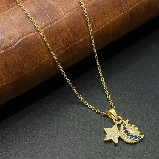 18K Gold Plated Celestial Moon Star Necklace
