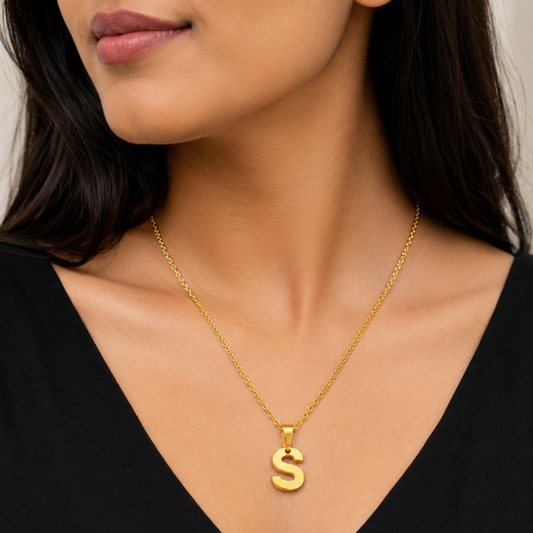 18K Gold Plated Minimal S Initial Necklace
