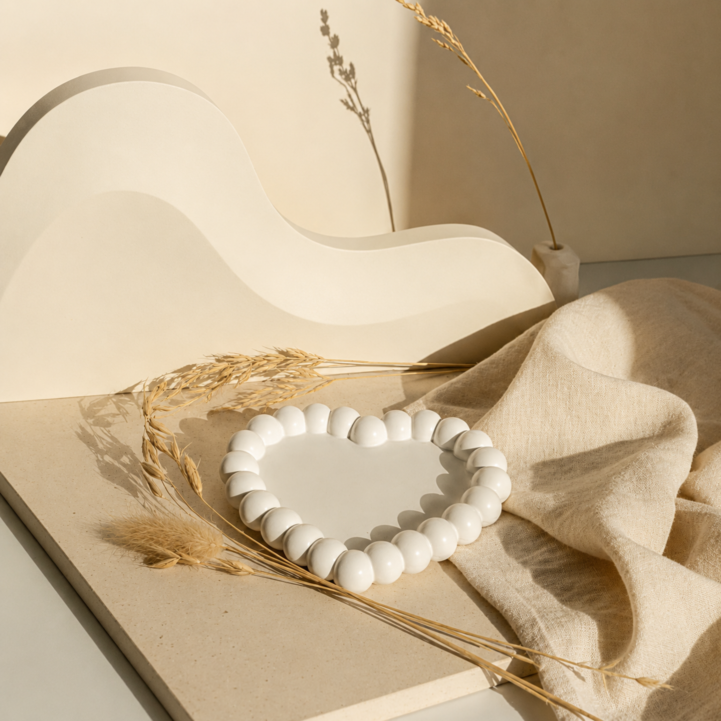 Minimalist White Heart Jewelry Organizer Tray