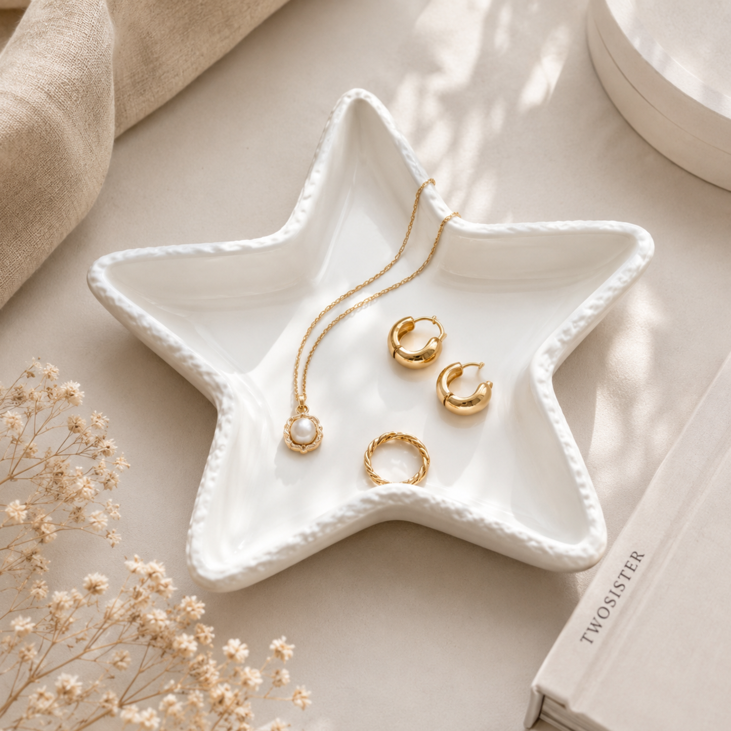 Luxury Ceramic Star Tray for Accessories Organization