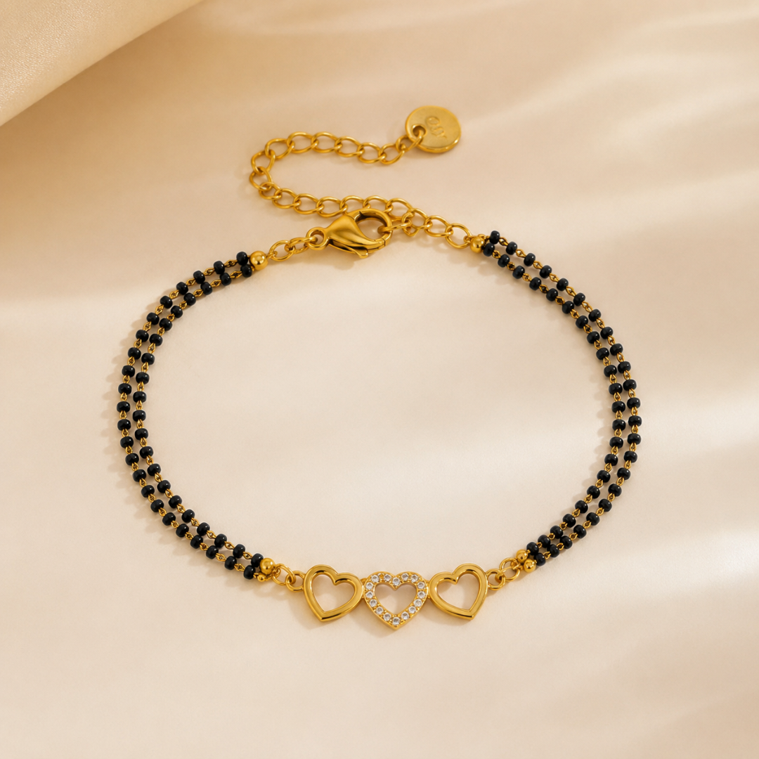 Triple Heart Mangalsutra Bracelet