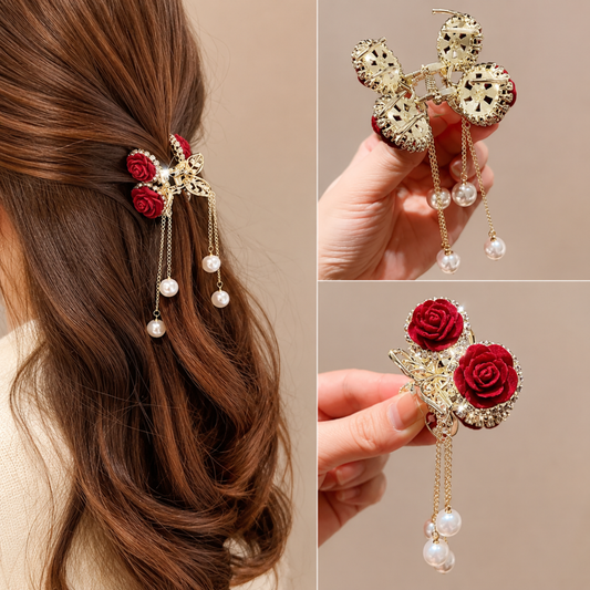 Ruby Rose Pearl Hair Claw Clip