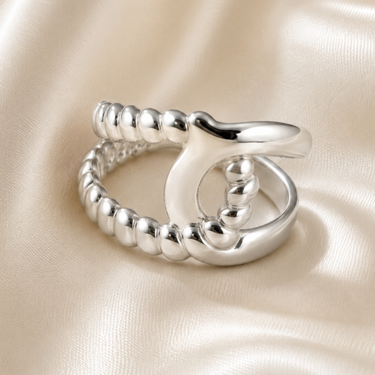 Silver Plated Twisted Duo Ring