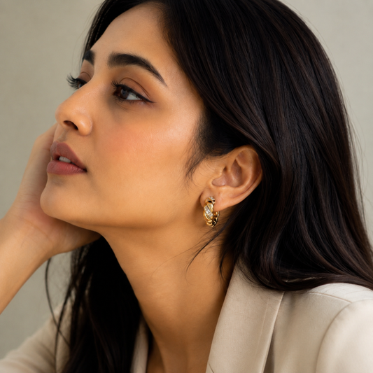 Luxe Twist Diamond Hoop Earrings