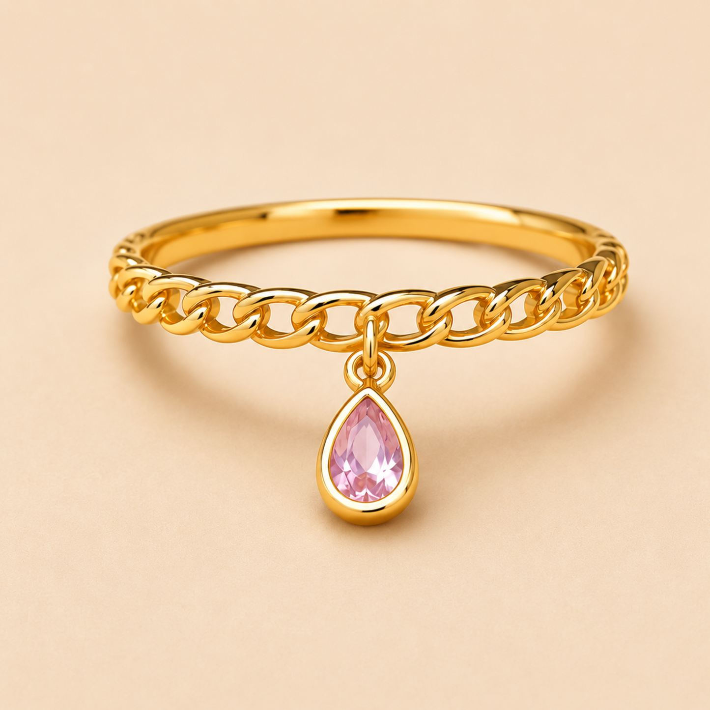 Pink Dewdrop Dangle Ring