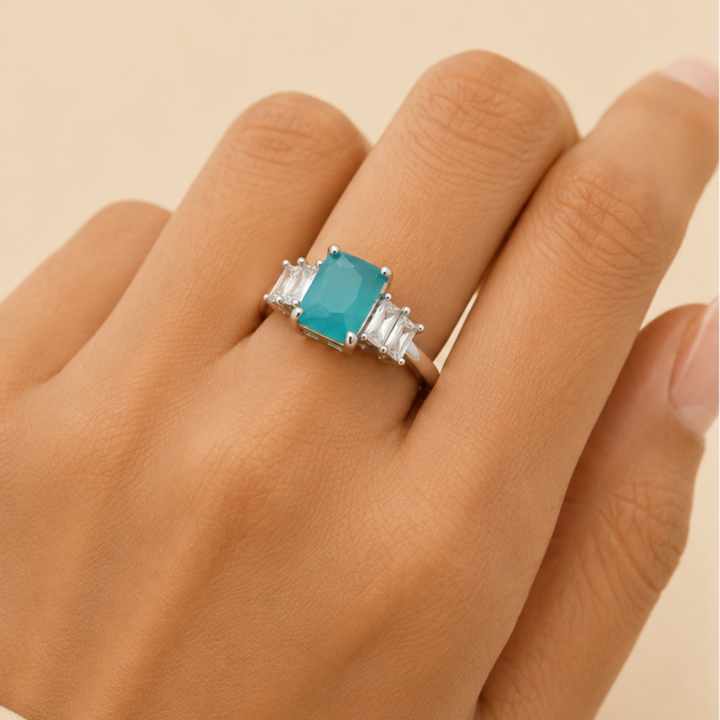 Aqua Gemstone Ring