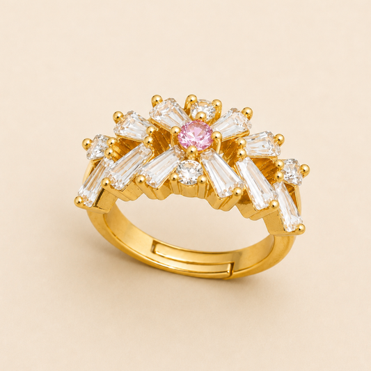 Crystal Petal Crown Ring