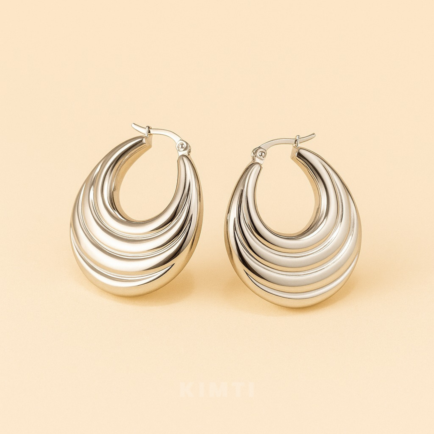 Anti Tarnish Silver Shine Layered Hoops Earring