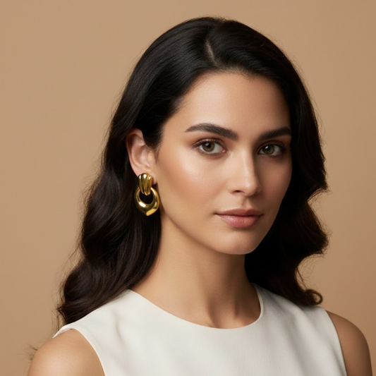 18K Gold Plated Celestia Statement Loop Drops Earring